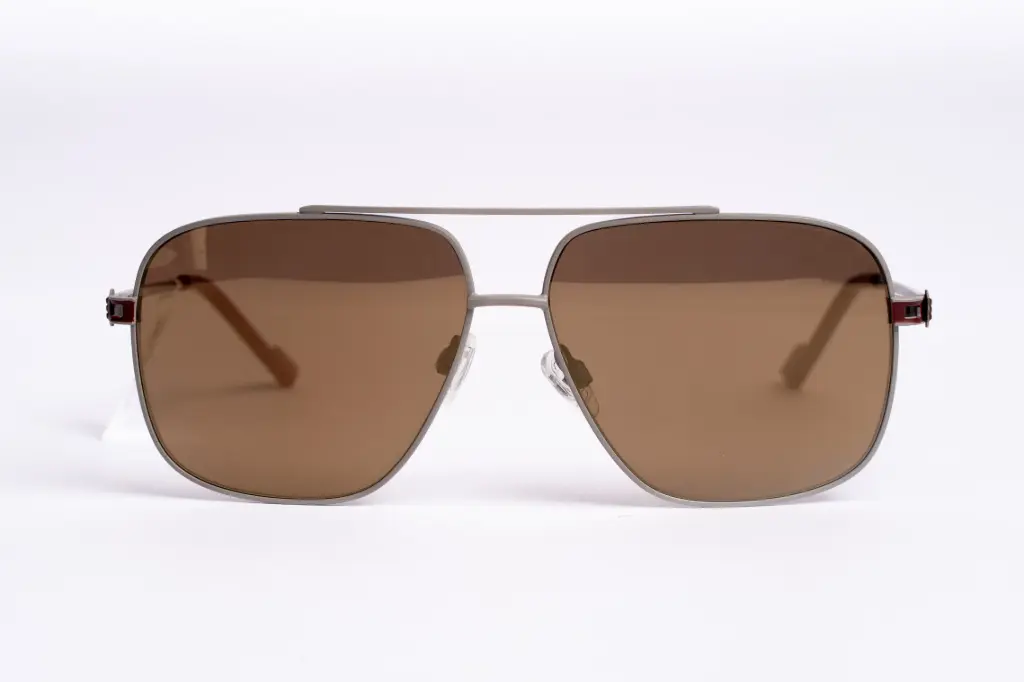Royal Enfield Matte Grey Aviator Sunglasses – Red Temple Detail