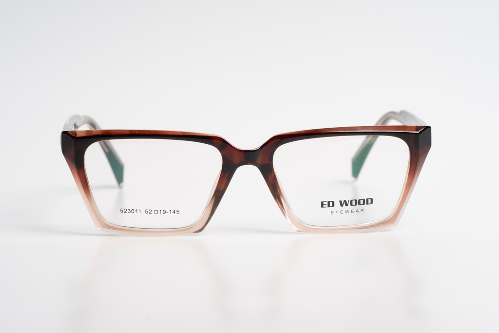 Gradient Brown & Clear Ed Wood Designer Eyeglasses