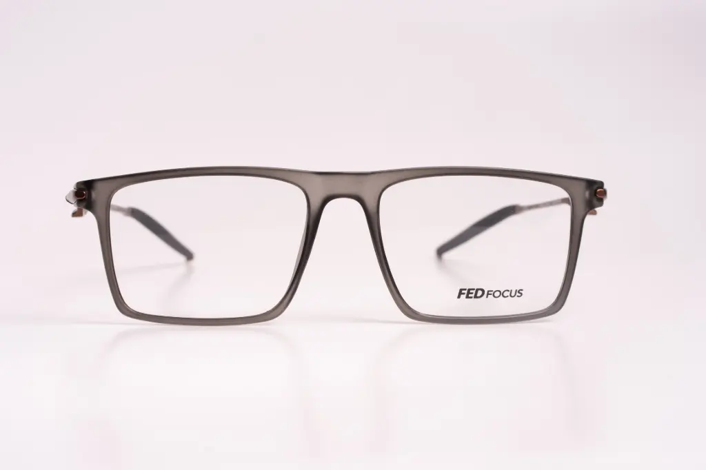 FEDFocus Matte Grey Square Eyeglasses – Understated Power, Everyday Precision