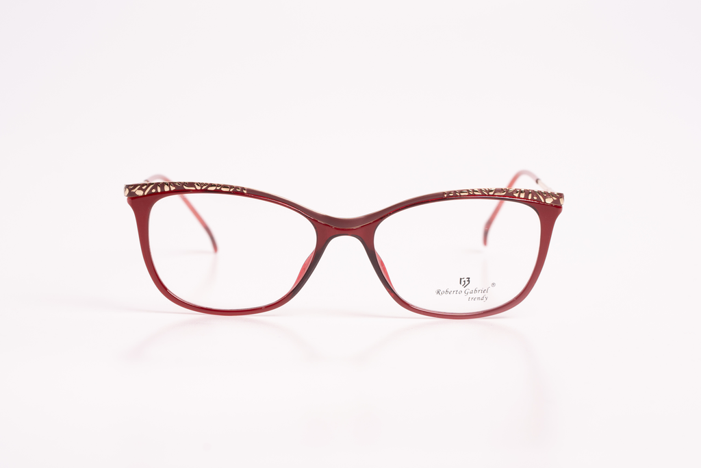 Roberto Gabriel Trendy Red & Gold Patterned Eyeglasses