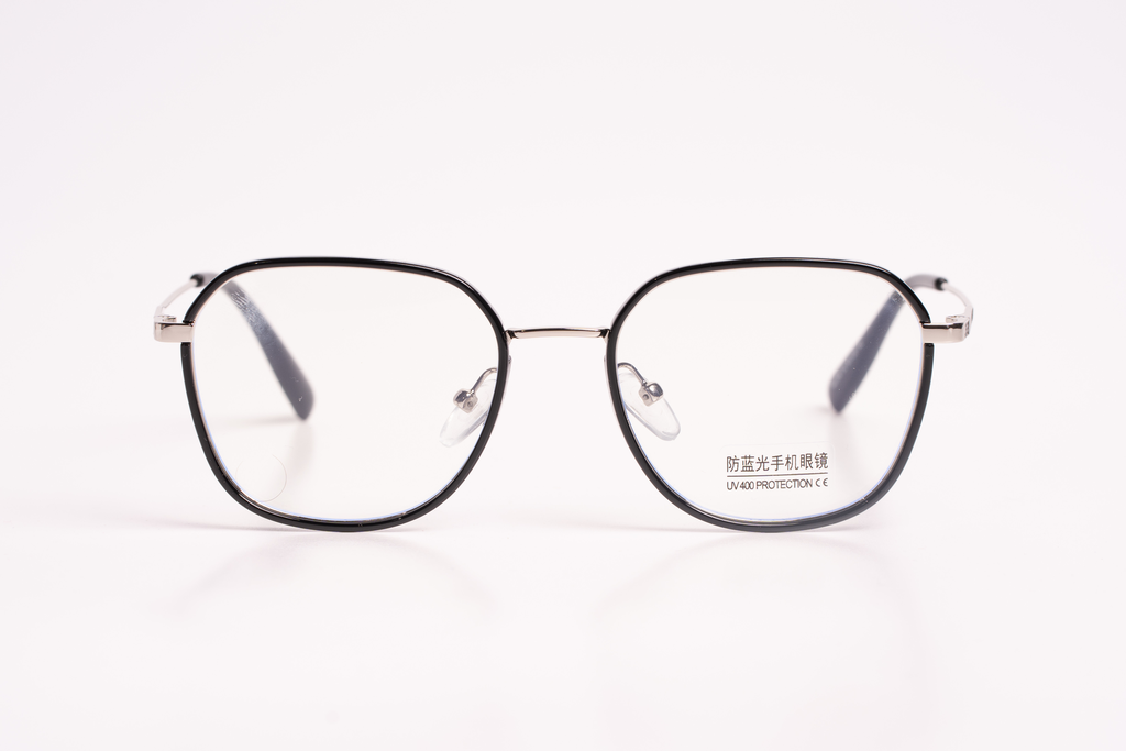 Modern Round Blue Light Blocking Glasses - Black & Silver