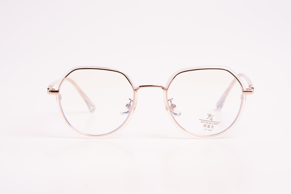 Modern Hexagonal Blue Light Blocking Glasses - Gold & Clear