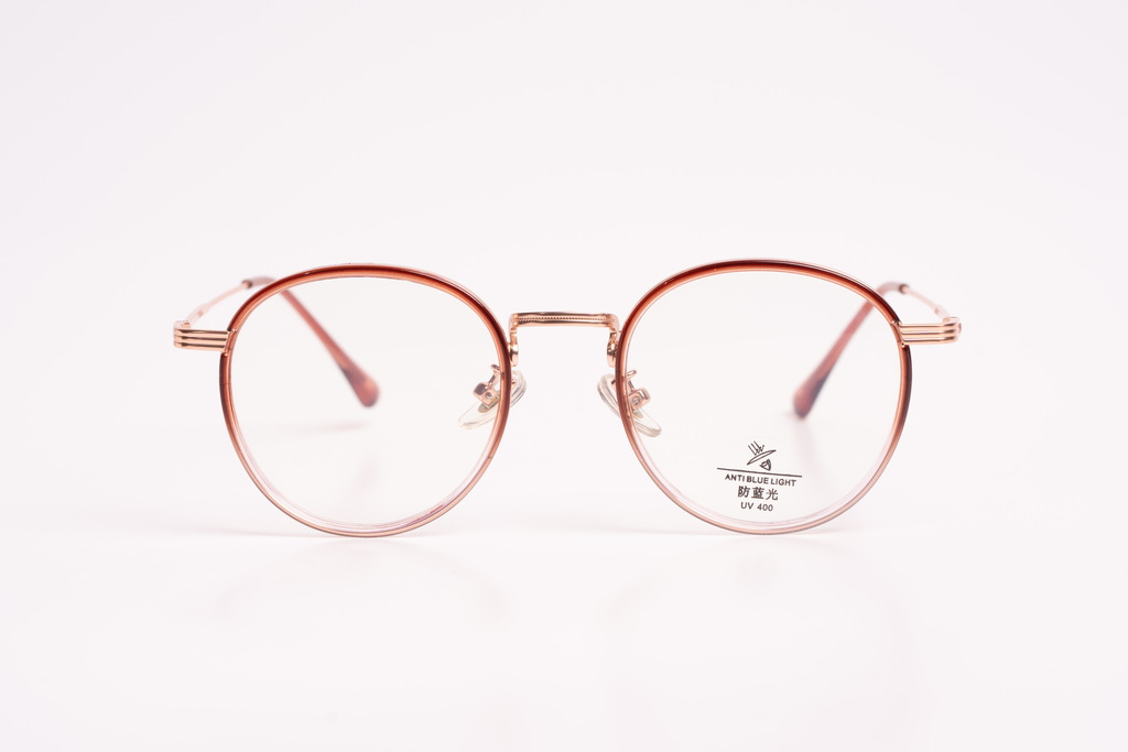 Chic Round Blue Light Blocking Glasses - Rose Gold & Clear