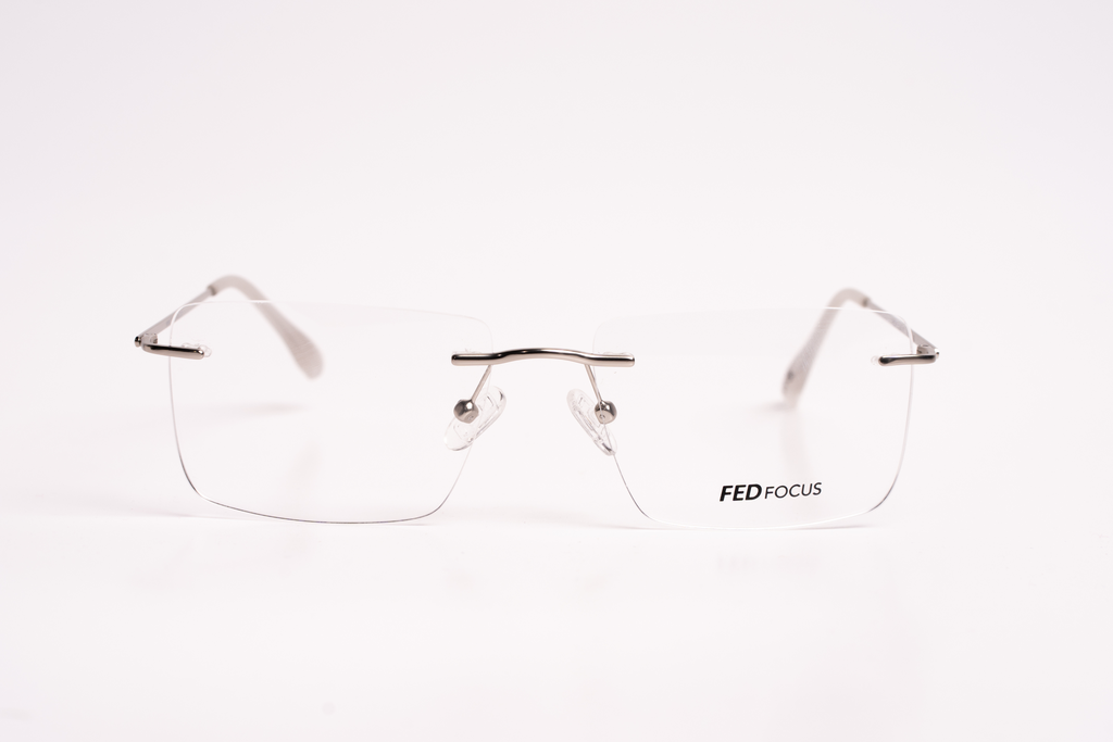 FEDFOCUS Rimless Rectangular Eyeglasses - Sleek Silver