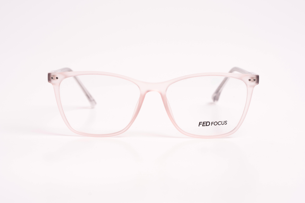 FEDFOCUS Chic Rectangular Eyeglasses - Soft Pink Translucent