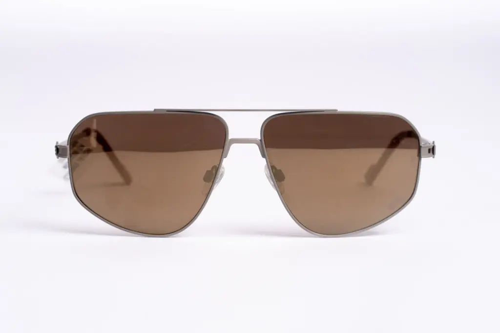 Royal Enfield Desert Rider Geometric Aviator Sunglasses - Gunmetal & Brown Gradient Lenses 