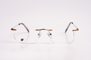 IF Eyewear Rimless Geometric Eyeglasses - Gold & Grey