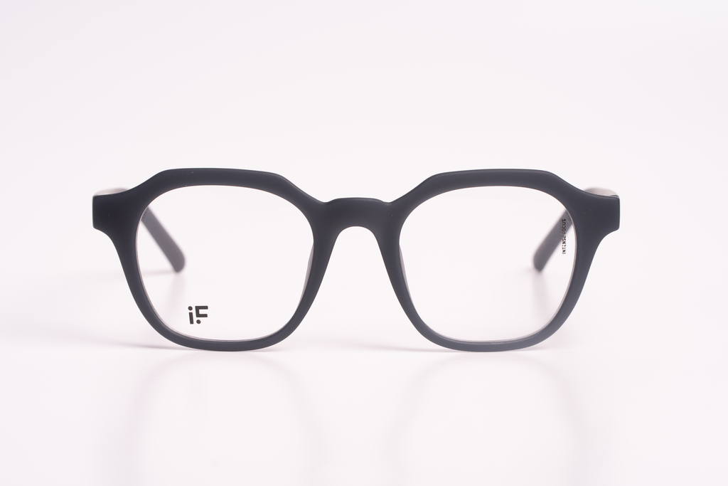 INTENSE FOCUS Matte Black Round-Square Eyeglasses