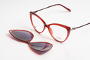 ESTEE Magnet Clip-On Cat-Eye Glasses - Red