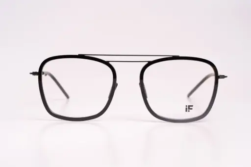 iF Black Double Bridge Square Eyeglasses – Bold Structure, Sleek Attitude