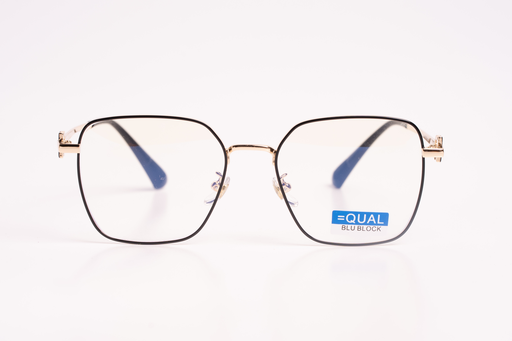 EQUAL Blu Block Gold-Black Square Eyeglasses – Modern Protection with a Luxe Edge