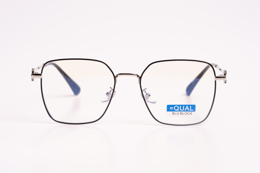 EQUAL Blu Block Eyewear – Sleek Square Titanium Frame in Silver Black
