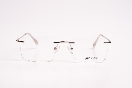 FEDFOCUS Rimless Rectangular Eyeglasses - Sleek Silver