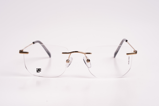 IF Eyewear Rimless Geometric Eyeglasses - Gold & Grey