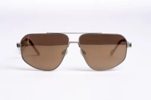 Royal Enfield Desert Rider Geometric Aviator Sunglasses - Gunmetal & Brown Gradient Lenses 